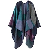 Urban CoCo Women's Color Block Shawl Wrap Open Front Poncho Cape