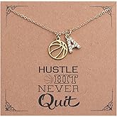 Drogomen Basketball Necklace for Women Girls Personalized Basketball Pendant Necklace with Initial A-Z Letters Christmas Graduation Birthday Gifts for Team Players Lovers