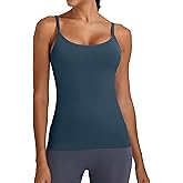 MathCat Camisole Workout Tank Tops for Women with Built in Bra Adjustable Straps Yoga Athletic Tops U-Back
