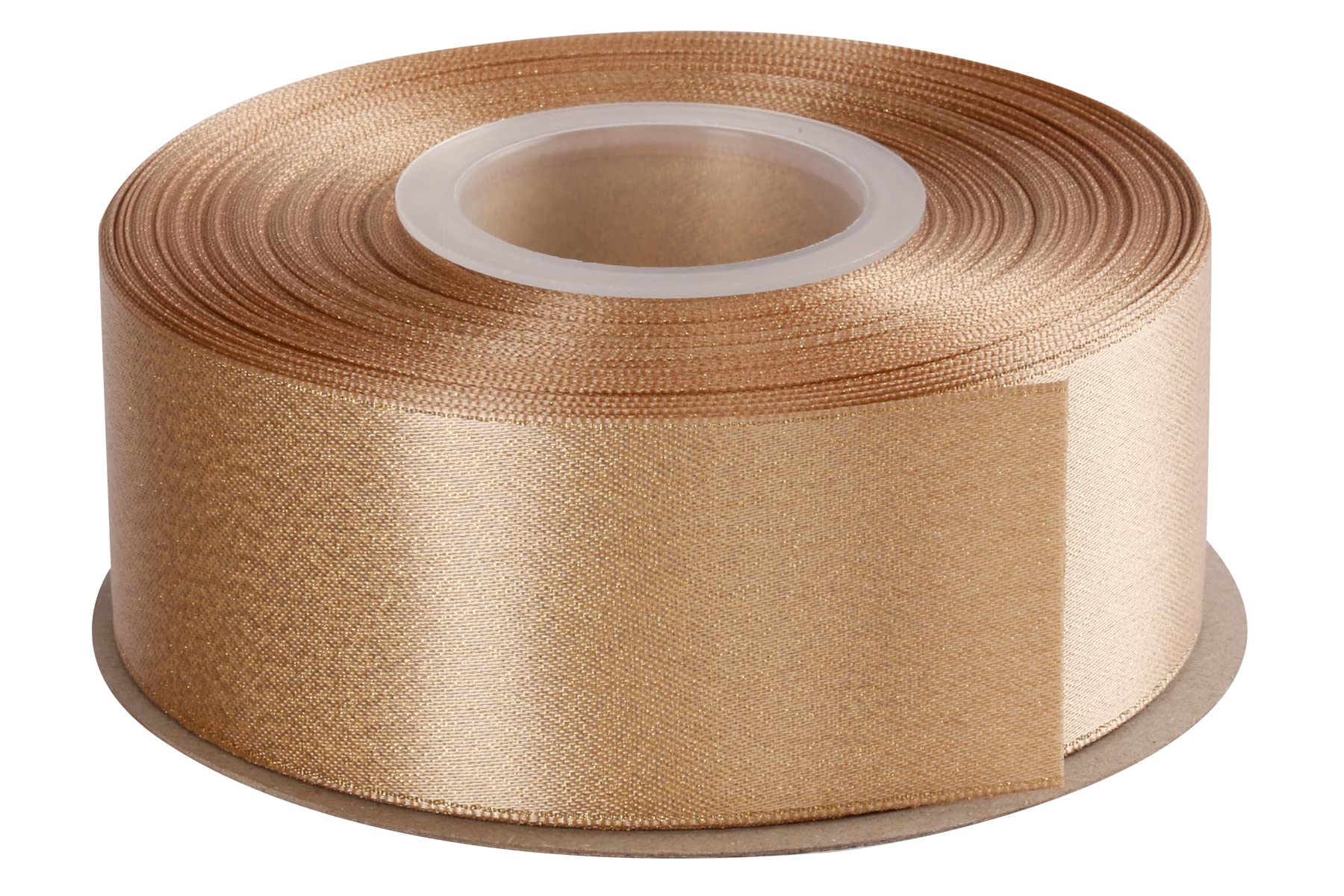 Joycrosso Tan Double Faced Glitter Ribbon, Luxury Gold Purl Ribbon, 38mm x 22 Meters, Great for Gift Wrapping Wedding Decoration Floral Arrangement