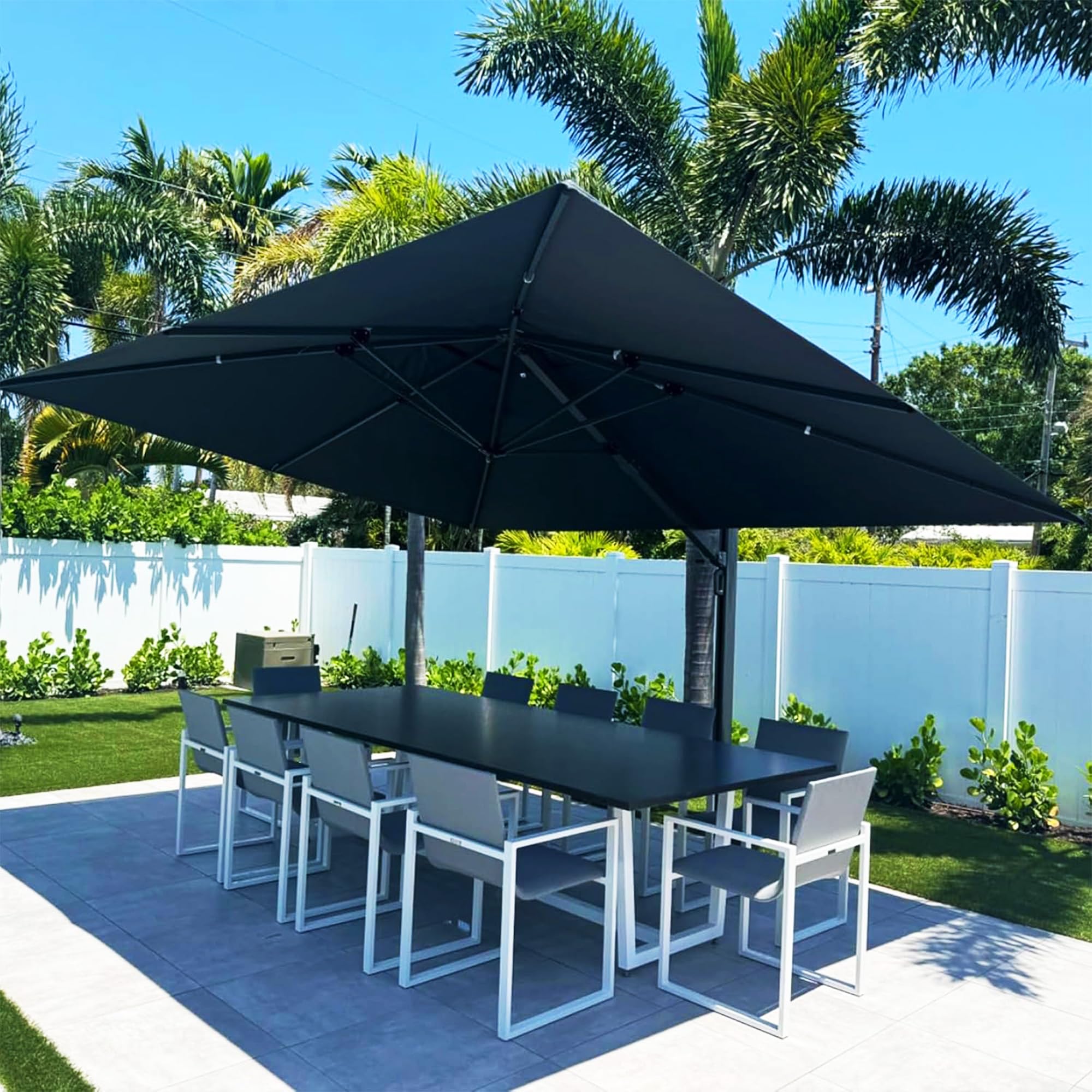 Photo 1 of ****FACTORY SEALED**OPENED FOR INSPECTION***PURPLE LEAF 13 FT Square Patio Umbrella Large Cantilever Outdoor Aluminum Offset Umbrella with 360-degree Rotation for Garden Deck Backyard Pool Grey