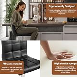 Panana Height Adjustable Cuban Bar Stool Set of 2 Black PU Leather 360° Swivel view 7