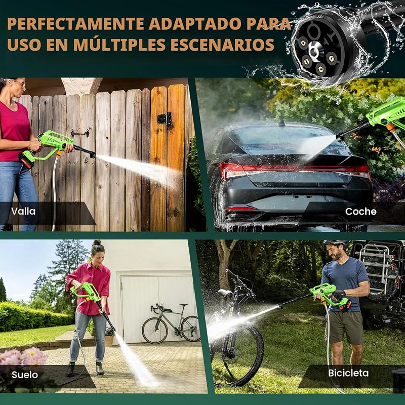 Lavadora de alta pressão, lavadora portátil a bateria de 800PSI