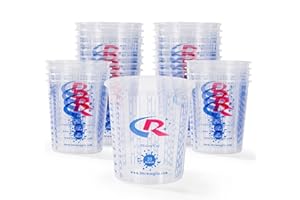 CR CHRWLIN 12Pack Paint Mixing Cups, 20oz(680ml) PP Measuring Cups with Ounce/Metric Scale, Calibrated Mixing Ratios on Cup, 