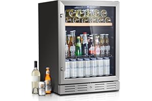 Kalamera Mini Fridge 24” Beverage and Wine Cooler Built-in or Freestanding - 120 Cans & 16 Bottles Capacity Wine Refrigerator Cooler- For Kitchen, Office or Bar with White Interior Light