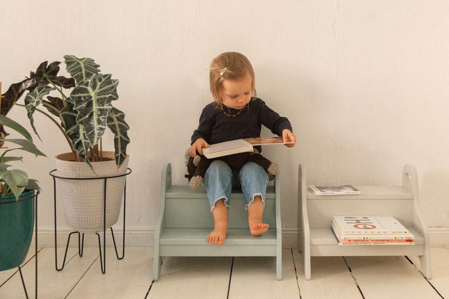 Kindsgut Marchepied Enfant En Bois Gris Clair Amazon Fr Bebes Puericulture