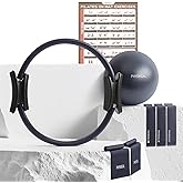 PhysKcal Pilates Kit, 15-Inch Pilates Ring with 1x Core Ball, 3X Resistant Loops and 2X Flex Bands, Home Pilates on Mat Essential Kit