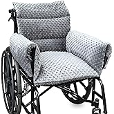 Jeelathy Wheelchair Seat Cushion - Thick Chair Pads with Full Armrest Covers - Back Pressure & Pain Relief, Non-Slip Tailbone & Spine Support Pillow with Straps (Grey)