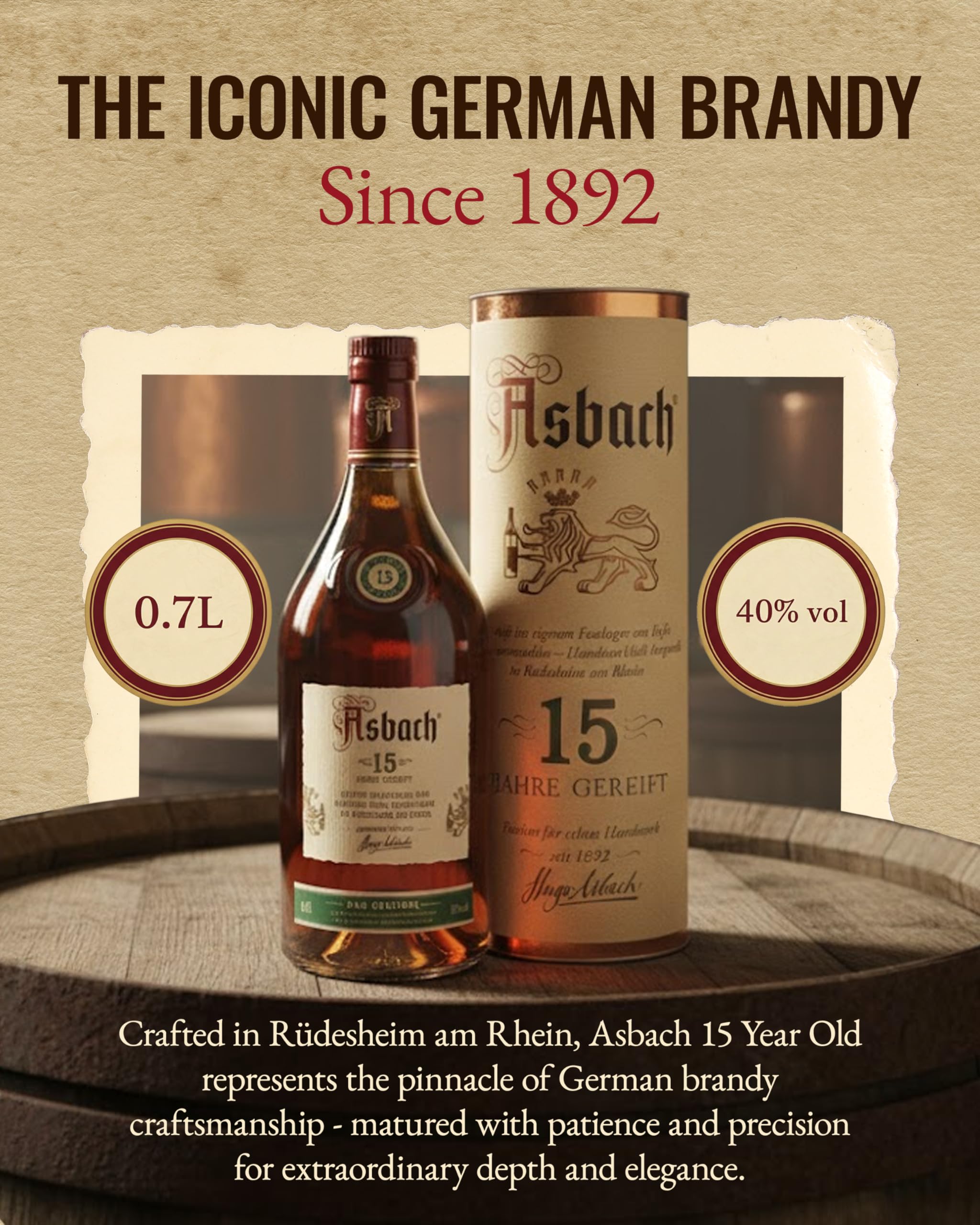 Asbach 15 Jahre inkl. Geschenkverpackung - Weinbrand (1 x 0.7 l) 2