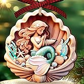 Mermaid Christmas Ornament – Hanging Ornament for Ocean Lovers – Laser-Cut Mermaid Ornaments for Christmas Tree – Xmas Gift for Mermaid Enthusiasts - 2-Layer Wooden 2025 Christmas Home Decor
