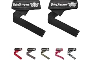 Body Reapers Lifting Straps for Weightlifting Women & Men - 24 Inch Long Padded Neoprene Cotton Deadlift Straps for Strength Training, Deadlifting with Extra Hand Grips Support
