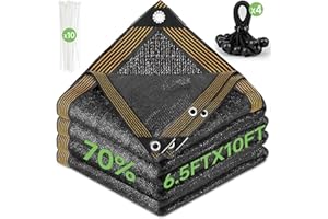 FOTMISHU 70% Shade Cloth 6.5ftx10ft Anti-Aging Sun Mesh UV Resistant Net, Sunblock Garden Tarp for Plant Cover, Greenhouse, Barn or Kennel, Flowers, Plants