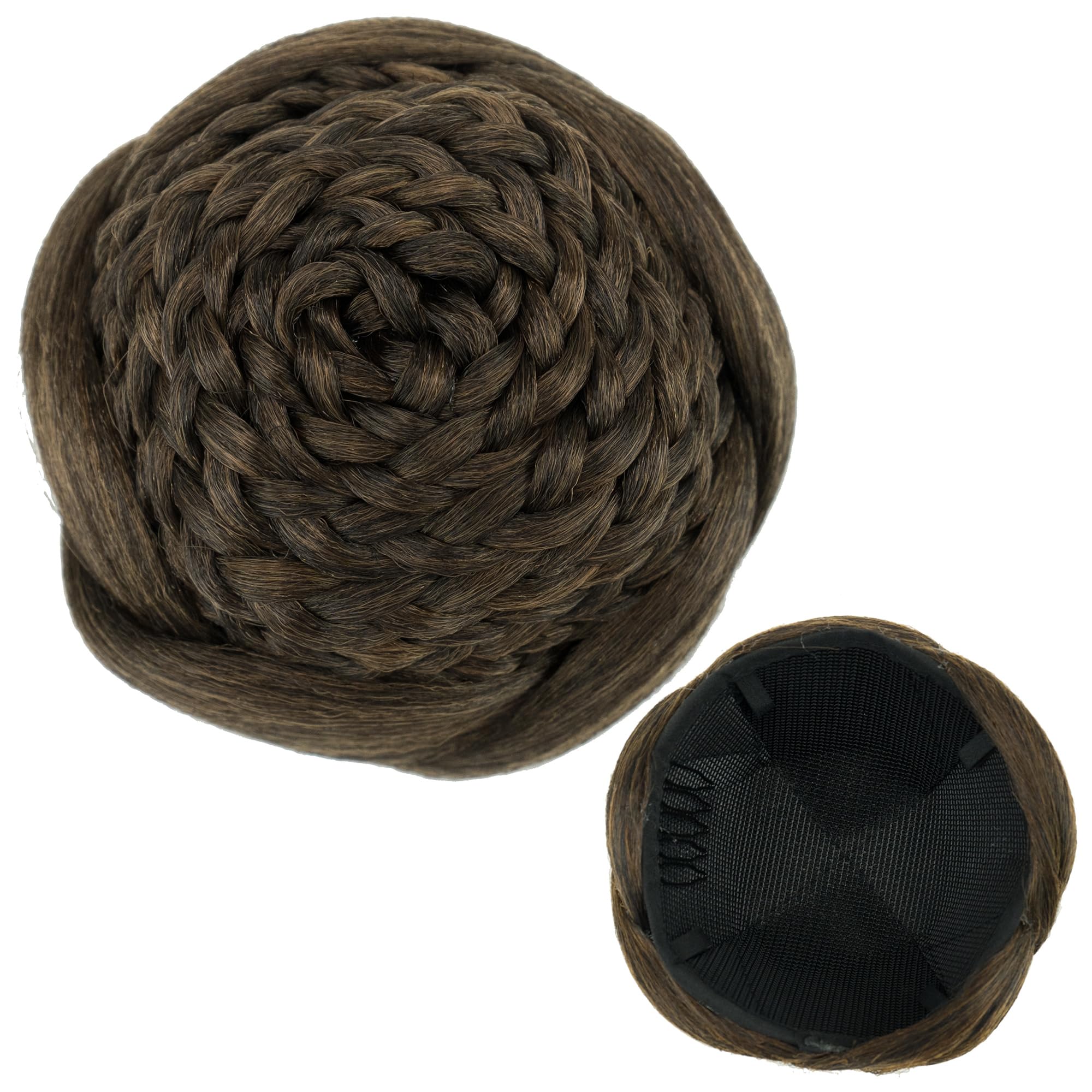 IMISSU Braided Chignon Dancer Hair Cover Donut Hairpieces Scrunchies Women Hair Buns Wig Updo for Wedding Party (M2 Mix Brown)