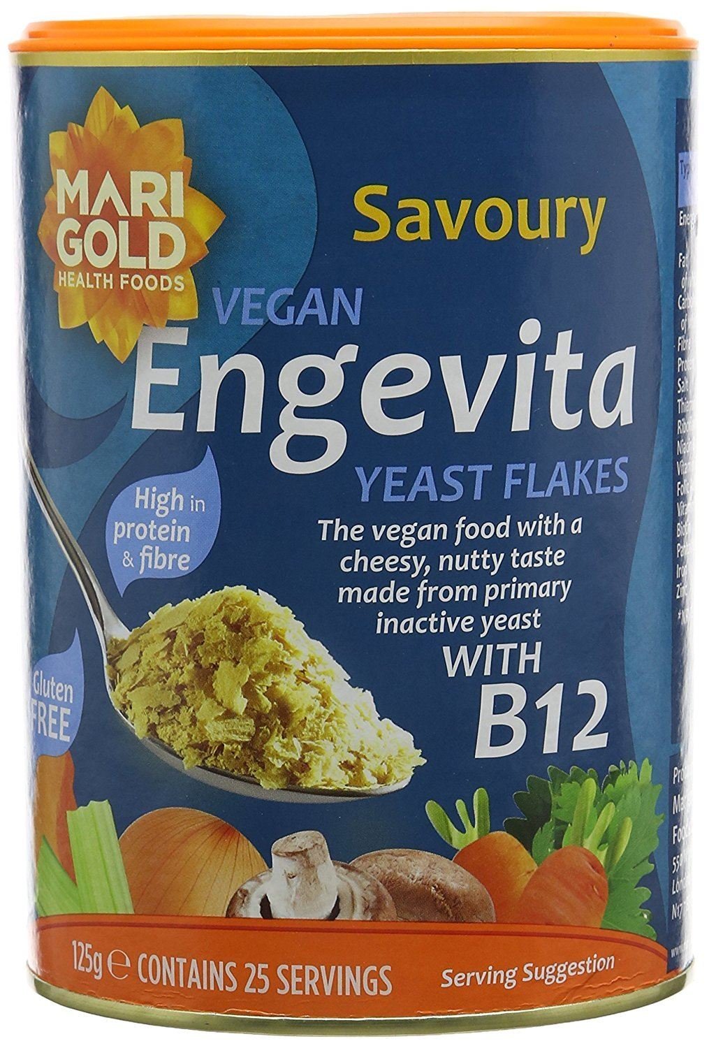 Marigold Engevita Yeast Flakes With Vitamin B12 125g (Pack of 4)
