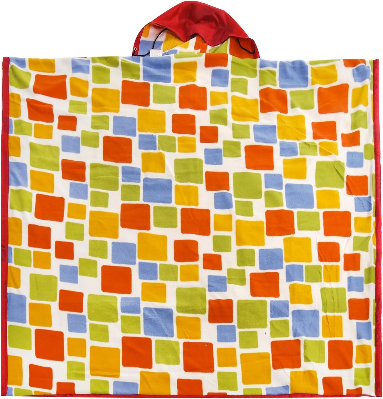 Ataya 140 x 160cm Outdoor Picnic Blanket Waterproof Backing, Soft Fleece for Baby Crawling or Child Playing, Unfold as A Raincoat, Orange.