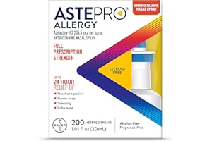 Astepro Nasal Spray, 24-Hour Allergy Relief, Steroid-Free Antihistamine, Nasal Congestion, Runny & Itchy Nose, For Adults and Children 6 Years and Older, 200 Metered Sprays (1 Bottle)