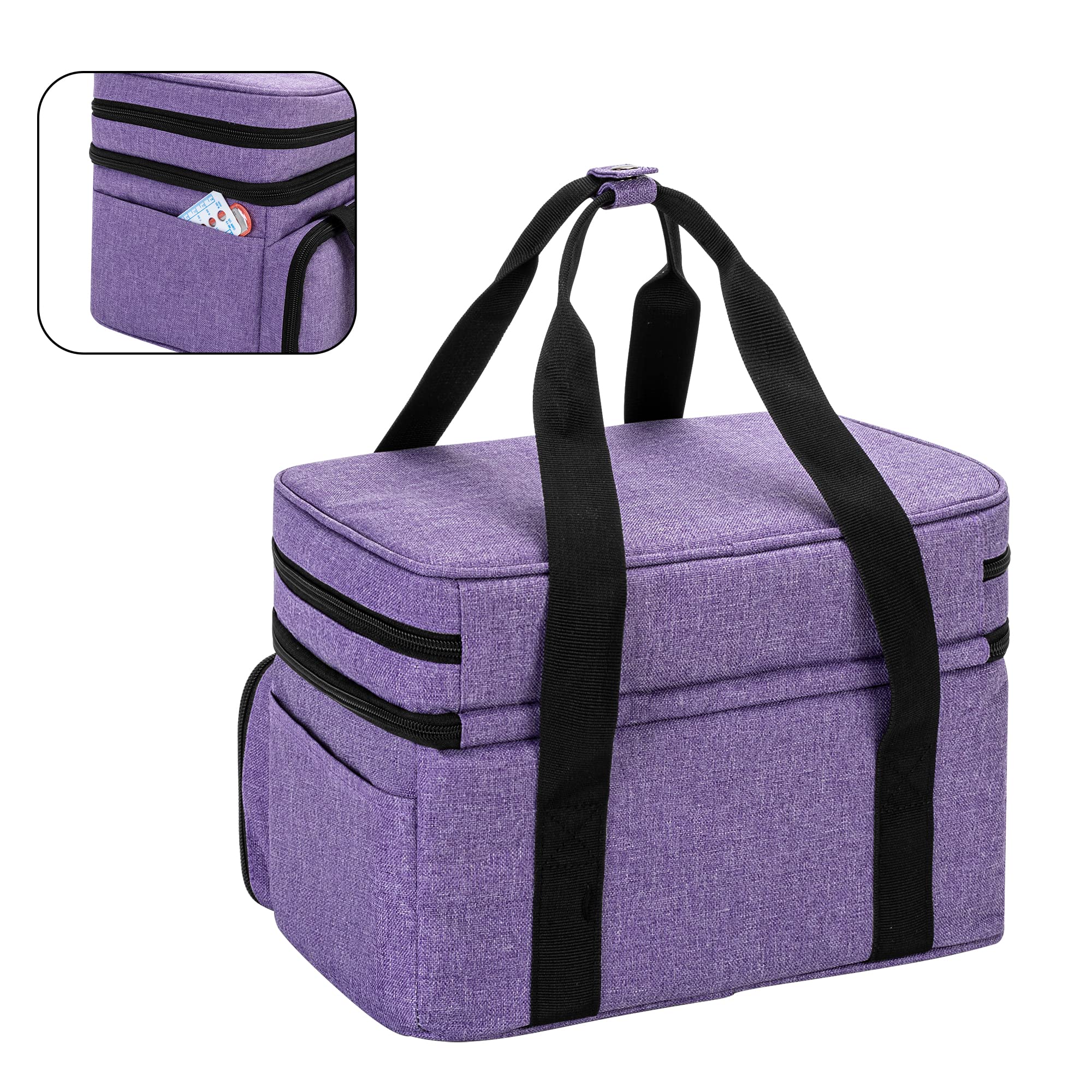 BAFASO Double Layer Sewing Accessories Organizer with 2 Detachable Pouches, Large Sewing Storage Bag for Sewing Tools (Bag ONLY), Purple