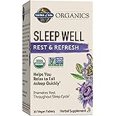 Garden of Life Organics Sleep Well Rest & Refresh 30 Tablets, Lemon Balm, Green Tea Extract L-Theanine, Valerian Root, Chamomile, Probiotics-Organic Non-GMO Vegan Gluten Free Herbal Supplement