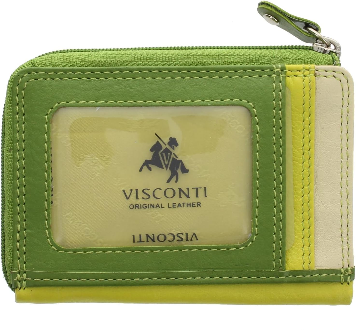 VISCONTI Leather Rainbow Collection PHI PHI Slimline Credit Card Purse RB110 Lime Multi