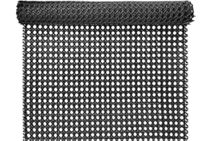 16 Inch x 3.3 Feet Black Rattan Roll,Plastic Cane Webbing Roll,Webbing Caning Material,Synthetic Woven Rattan for Furniture C