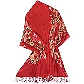 Urban CoCo Women's Embroidered Oversize Tassel Shawl Scarf Wraps for Women