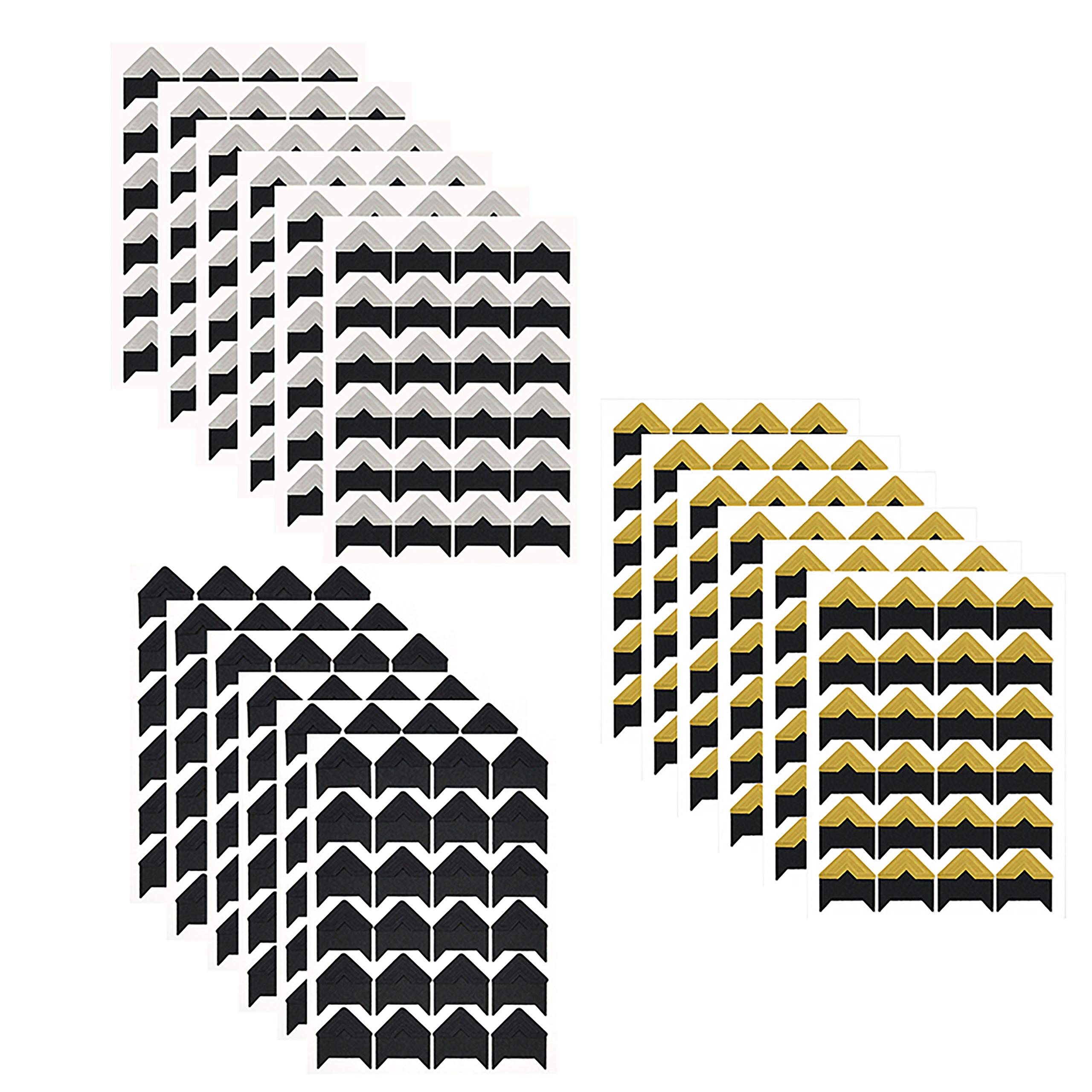 432 pieces Photo Corners Stickers Self Adhesive Photo Mounting Corners18 Sheets for DIY Scrapbook, Picture Album DIY Craft (Black bottom)