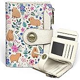 Icycay Cute Capybara Wallet Women Small RFID Blocking Bifold, Credit Card Holder, Zipper Coin Pocket, PU Leather, Compact, Travel, 4 ID Window, 14 Card Slots, Cash Purse, Ladies Woman Female Girls