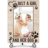 Dog Mom Gifts for Women Just A Girl And Her Dog Wooden Dog Picture Frame Wooden Photo Frame with Stand Dogs Lovers Gifts for Women Friendship Gift Birthday Christmas Desk Decor 4x6 Photo Frame-A10