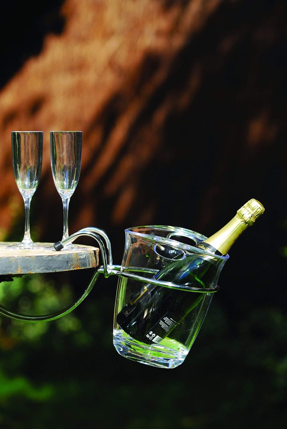 Espositore A Mura Per Calici Da Vino E Champagne, 4 Ripiani In Acrilico Trasparente E Telaio Dorato - Capienza Fino A 32 Bicchieri, Perfetto Per Matrimoni, Feste E Addii Al Nubilato - 3