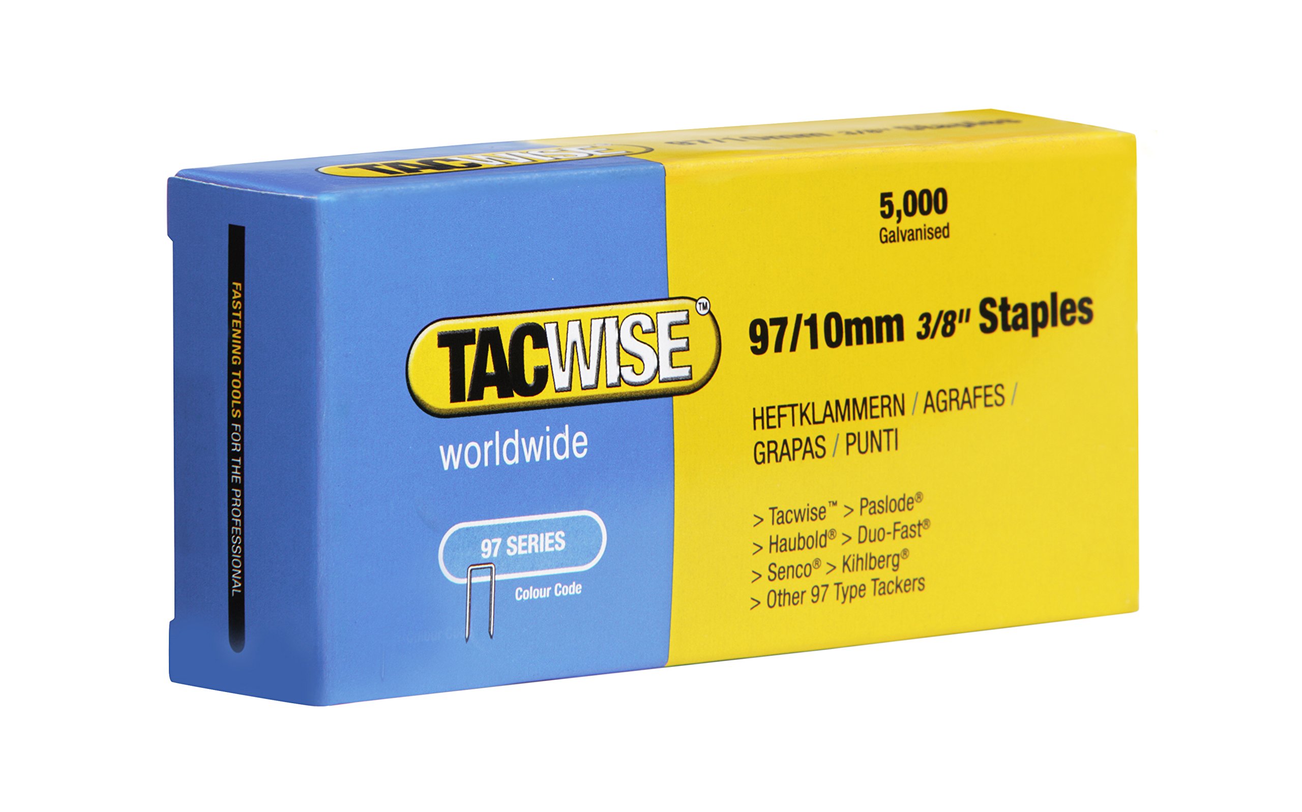 Tacwise 0302 Type 97 / 10 mm Galvanised Narrow Crown Staples, Pack of 5000