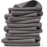 Cleanbear Classic Waffle Washcloths, 100% Cotton Face Towels, Absorbent and Quick-Drying, Soft Washcloths 12 Pack for Face and Body, 13 x 13 Inches (Gray)