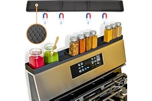 TEO Magnetic Stove Top Shelf - 30 Inch Silicone Over the Stove Spice Rack for Kitchen Gadgets Storage Organization, Heat-Resi