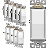 TG Decorator Paddle Rocker Light Switch, Gloss Finish, Single Pole, 3 Wire, Grounding Screw, Residential Grade, 15A 120V/277V
