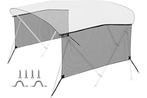 3 Bow Bimini Top Sidewalls for KNOX Bimini Tops for Boats, 900D Mesh Sun Shade Side Covers with Adjustable Straps, Stainless Steel Mounting Hardware, 60" L x 26" H