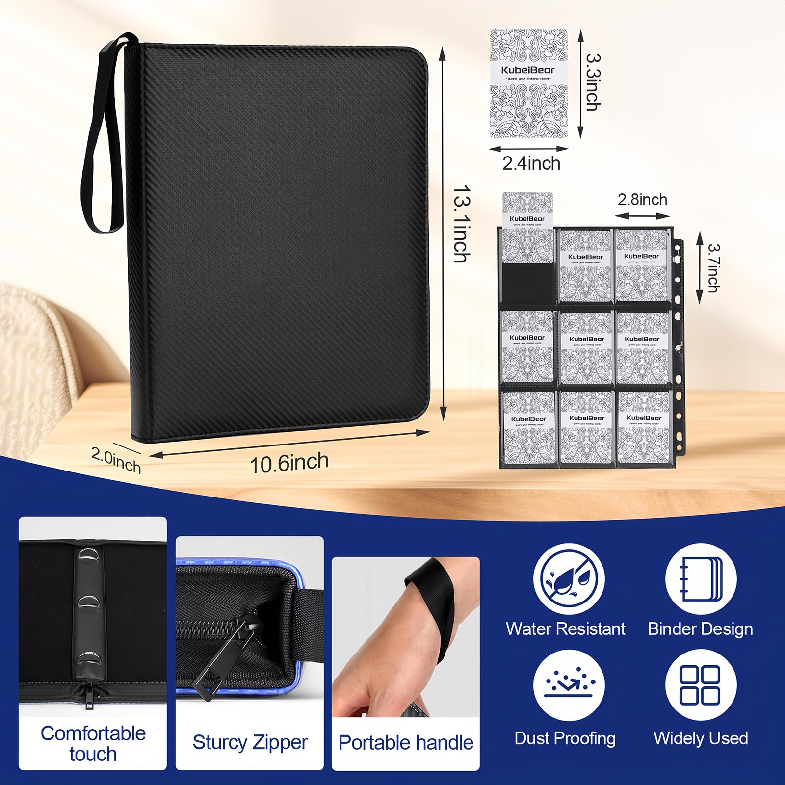 Premium 9-Black Pocket Card Binder – 720 Collection Binder Folder Card Album Card Holder Fit for MTG Football Play Cards (Black, 9 Pocket)