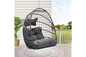 RADIATA Egg Chair Without Stand Luxury Outdoor Patio Wicker Hanging Swing Egg Chairs with Water Resistant Cushions for Patio Backyard Balcony