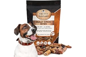 BRUTUS & BARNABY Bully Stick Bites - Grass Fed Low Odor Bully Stick Bites- All Natural and Grain Free (2lb)