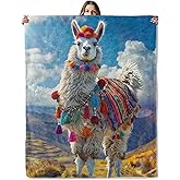 Colorful Llama Throw Blanket for Girls Boys Kids Adults, 50x60 in, Cozy Flannel Blanket for Bedroom, Camping, Couch, Room Decor, Fuzzy Warm Soft Gifts
