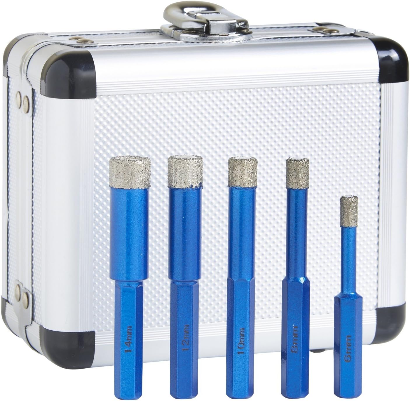 DTW Dry Diamond Drill Bit Kit for Tiles (6mm, 8mm, 10mm, 12mm, 14mm