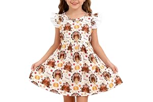 NEBLJGO Toddler Girl Fall Winter Halloween Thanksgiving Outfit Skirt Milk Silk Pumpkin Dress Knee Length 2-8Y