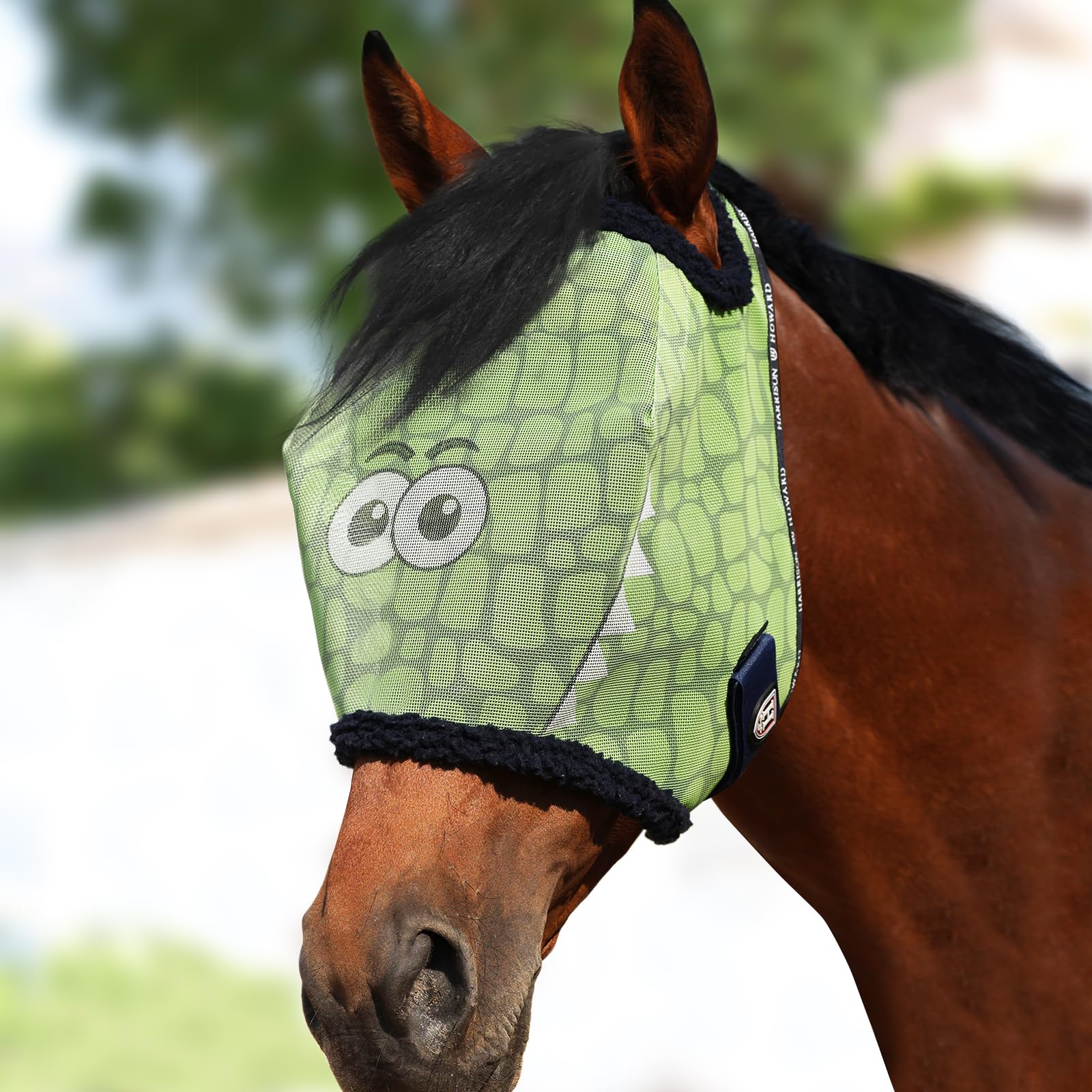 Photo 1 of * is a little dirty *
Harrison Howard All Round Mesh Horse Fly Mask UV Protective with Fleece Padded Edging and Fun Prints Forelock Opening Design Mask for Horse Crocodile Large