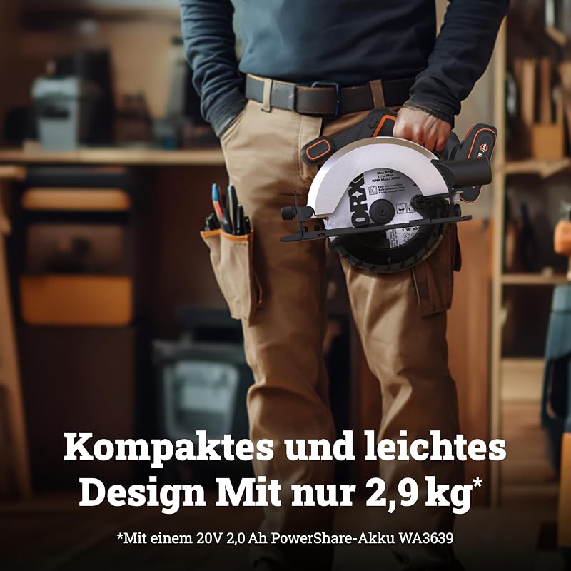 WX526.9 Akku-Kreissäge 20V, ohne Akku & Ladegerät