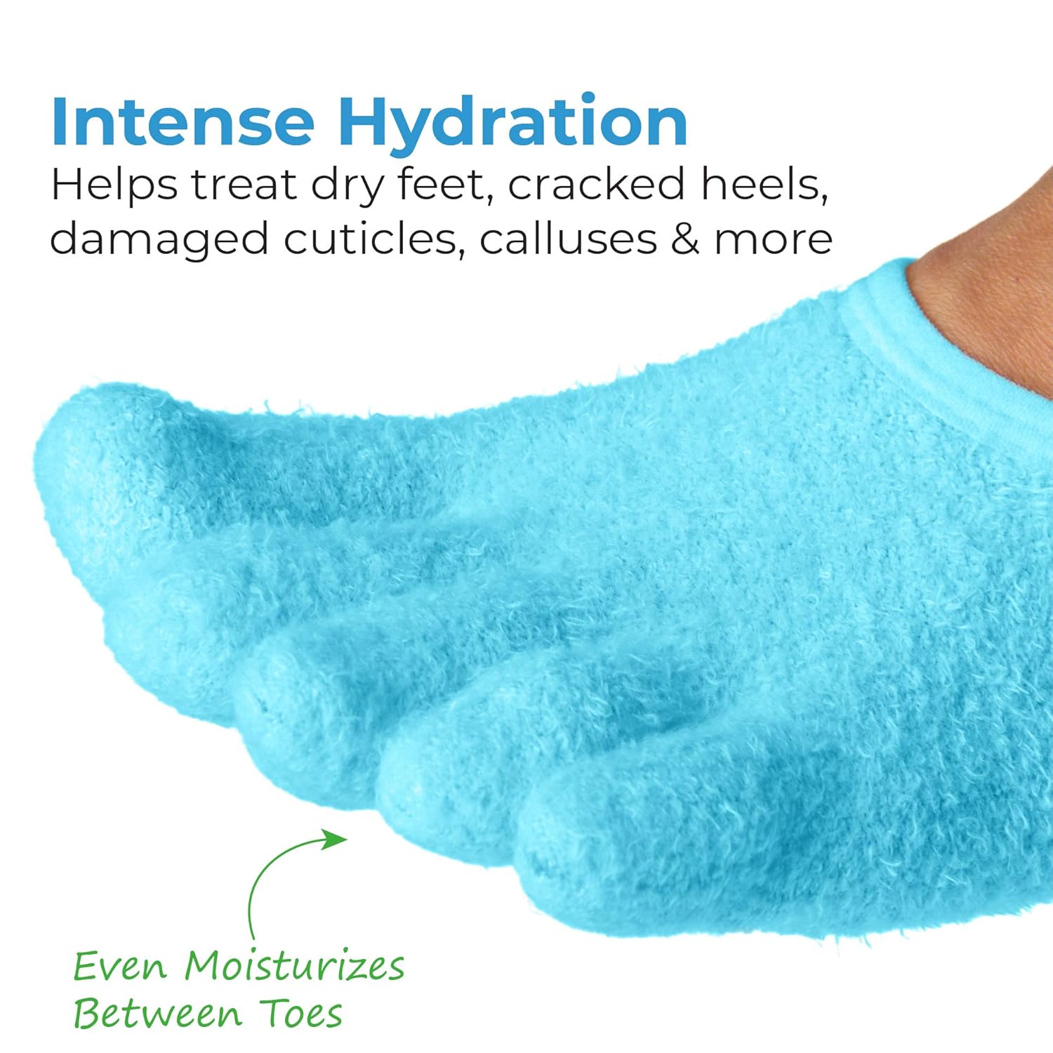 NatraCure 5-Toe Gel Moisturizing Socks (Helps Dry Feet, Cracked Heels, Calluses, Cuticles, Rough Skin, Dead Skin, Use with your Favorite Lotions, and Creams or Spa Pedicure) - 110-M CAT - Size: Medium : Beauty