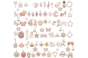 JULIE WANG 30pcs Mixed Enamel Charms Pendants for Jewelry Making Bulk lot Necklace Earrings Bracelet Craft Findings