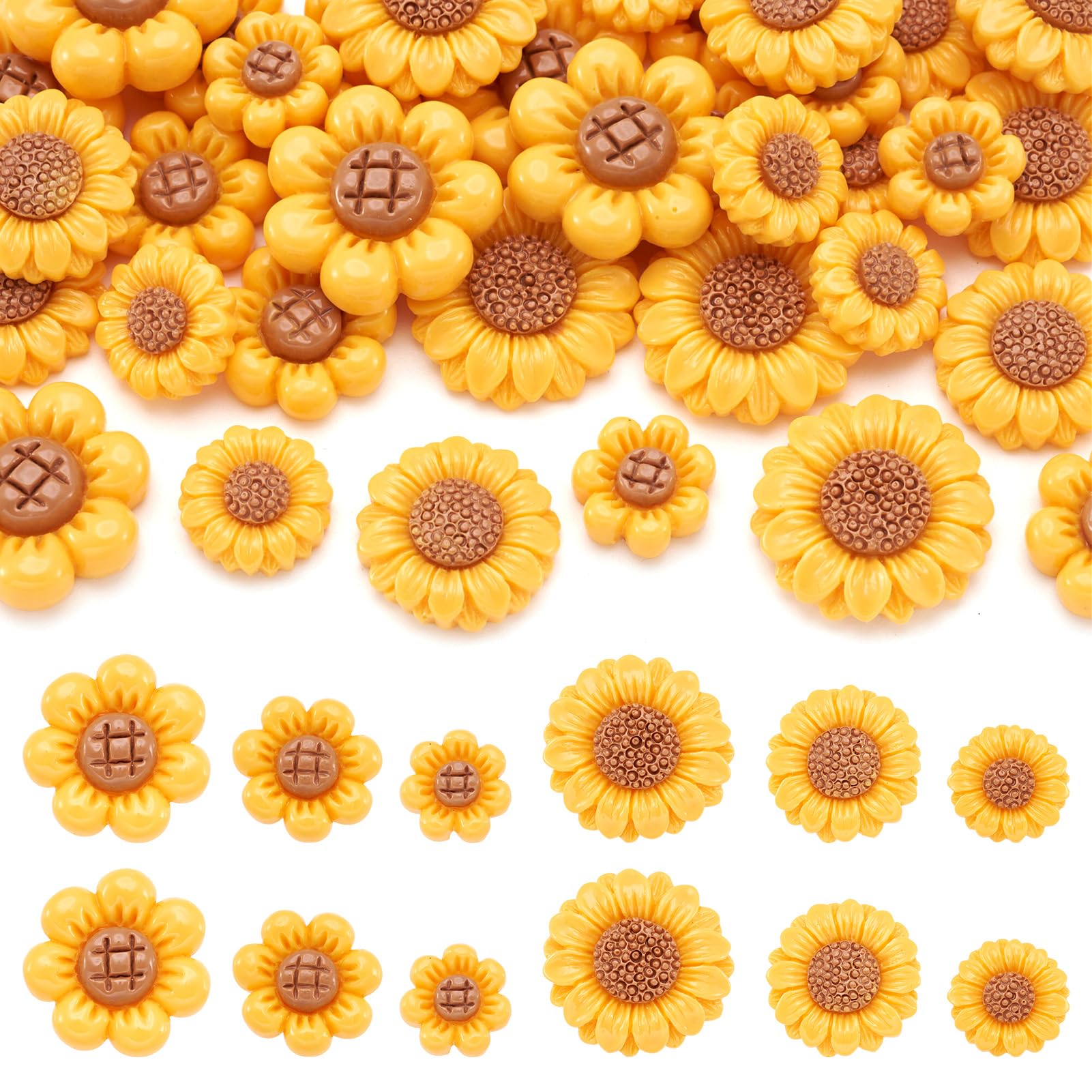 Spritewelry Sunflower Beads Golden Sun Beads Flower Beads Round Beads for Bracelets Earring Beads for DIY Necklace Jewelry Making idea Gift
