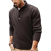 PJ PAUL JONES Mens Pullover Sweaters Quarter Button Sweater Stand Collar Knit Pullovers