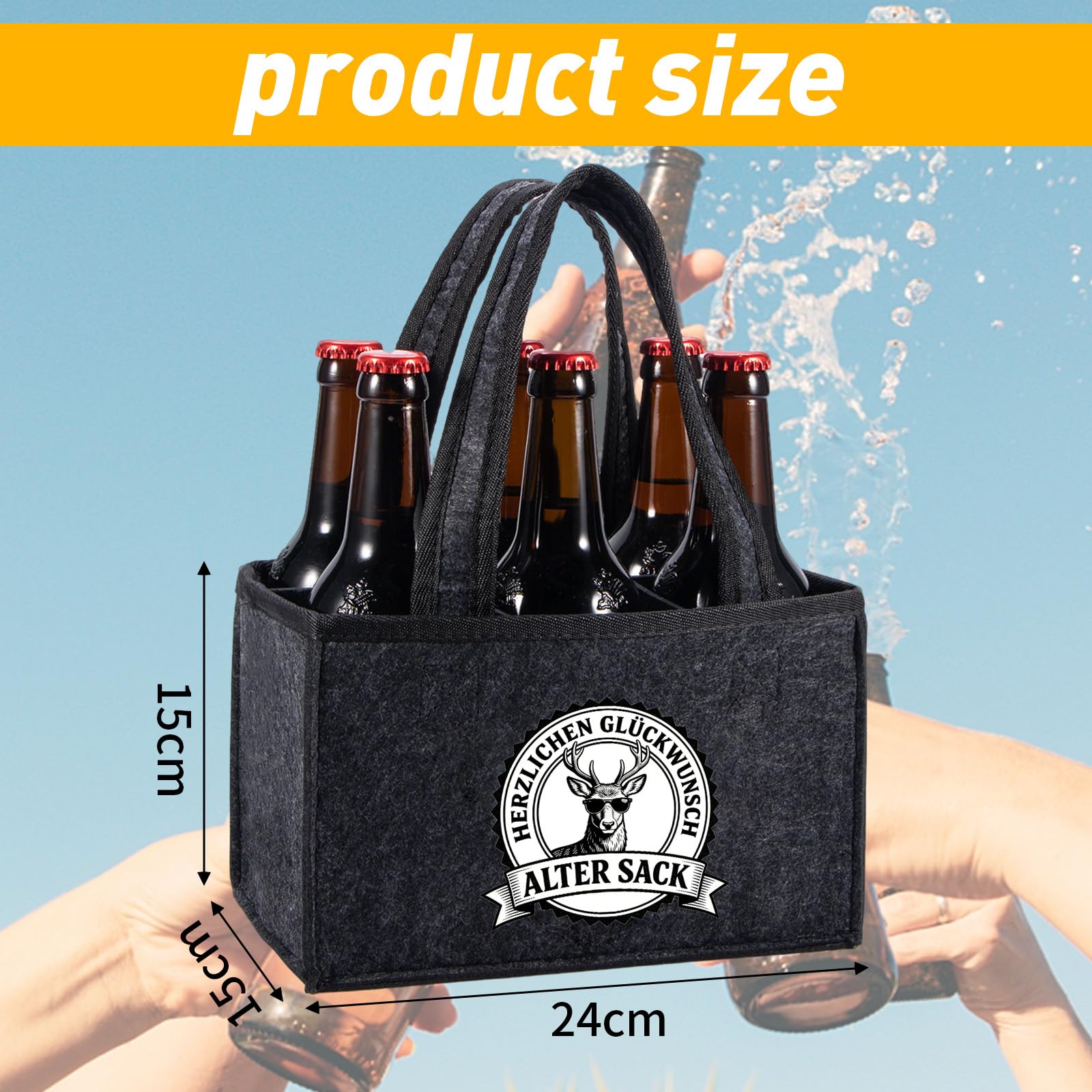 Lustige Geschenke für Männer Geburtstag, Alter Sack Herzlichen Glückwunsch, Witzige Geburtstagsgeschenk Männergeschenke Biergeschenke Geschenk, Personalisierte Männerhandtasche Bier, 6 Flaschen 4