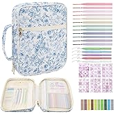 BESARME Bible Cover Case for Women, Large Bible Case Bibles Bag Bibles Study Supplies Christian Gifts Religious Easter Gifts for Girls (Blue Flower)