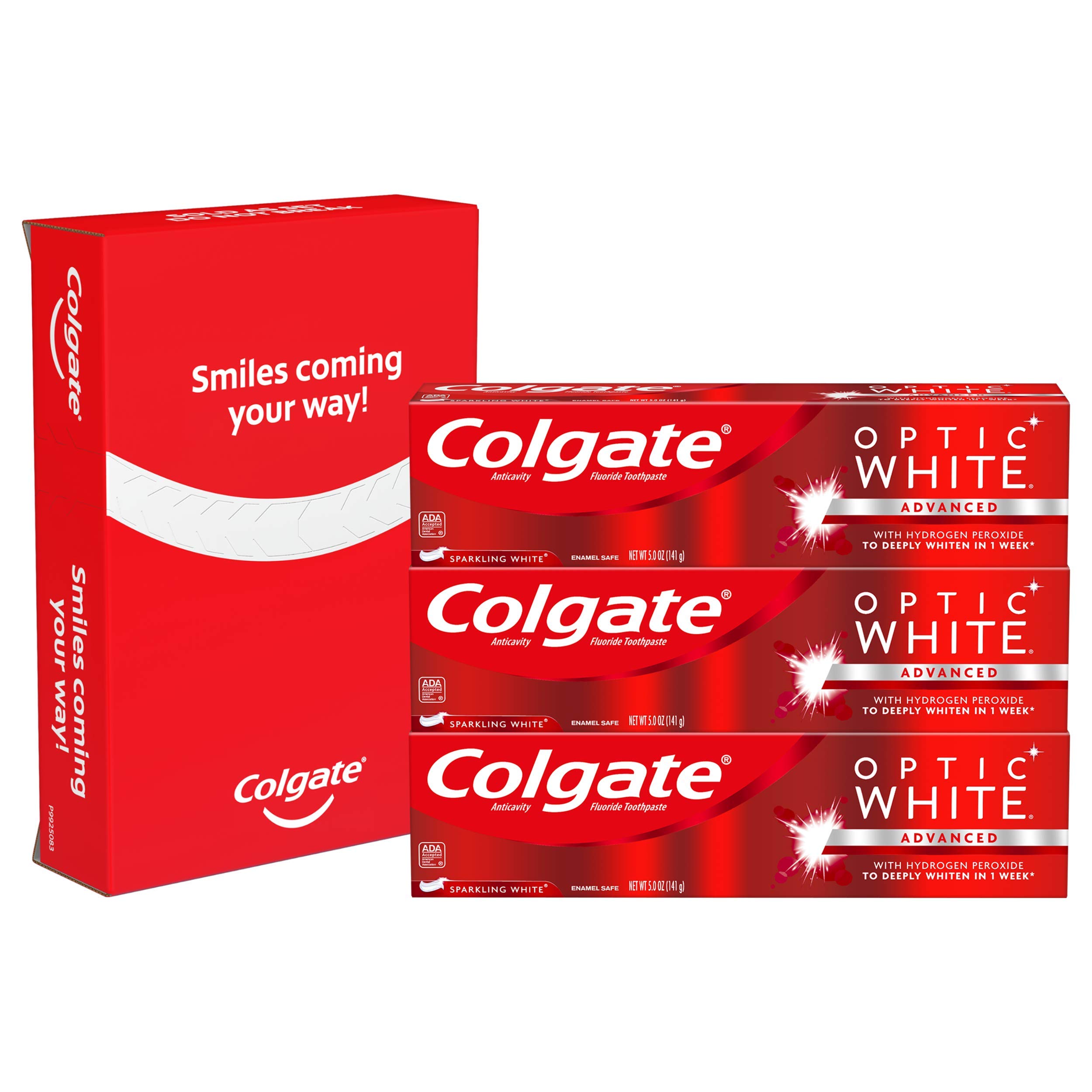 Colgate Optic White Whitening Toothpaste, Sparkling White 5 ounce (3