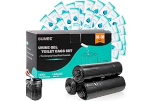 OUMEE Portable Toilet Bags with Poo Gel Set, 8 Gallon Camping Toilet Bags with Absorbent Gels, Waste Bags, Leak-Proof Trash Bag for Camping Potty, Traveling